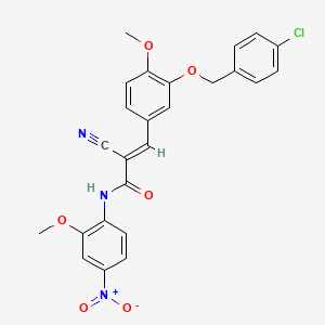 3-{3-[(4-chlorophenyl)methoxy]-4-methoxyphenyl}-2-cyano-N-(2-methoxy-4-nitrophenyl)prop-2-enamide