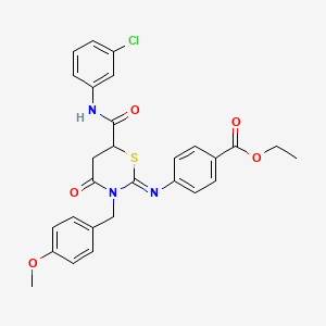 ethyl 4-{[(2Z)-6-[(3-chlorophenyl)carbamoyl]-3-(4-methoxybenzyl)-4-oxo-1,3-thiazinan-2-ylidene]amino}benzoate