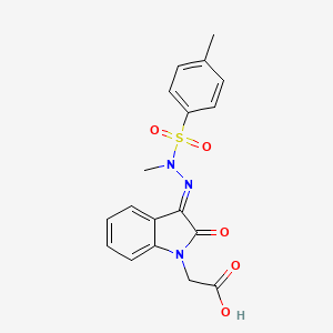 molecular formula C18H17N3O5S B11090881 ((3E)-3-{methyl[(4-methylphenyl)sulfonyl]hydrazono}-2-oxo-2,3-dihydro-1H-indol-1-yl)acetic acid 