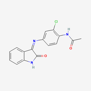 N-(2-chloro-4-{[(3E)-2-oxo-1,2-dihydro-3H-indol-3-ylidene]amino}phenyl)acetamide