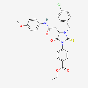 Ethyl 4-[3-(4-chlorobenzyl)-4-{2-[(4-methoxyphenyl)amino]-2-oxoethyl}-5-oxo-2-thioxoimidazolidin-1-yl]benzoate