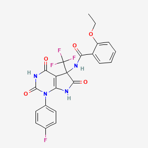 molecular formula C22H16F4N4O5 B11090907 2-ethoxy-N-[1-(4-fluorophenyl)-2,4,6-trioxo-5-(trifluoromethyl)-2,3,4,5,6,7-hexahydro-1H-pyrrolo[2,3-d]pyrimidin-5-yl]benzamide 