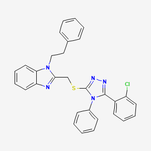 2-({[5-(2-chlorophenyl)-4-phenyl-4H-1,2,4-triazol-3-yl]sulfanyl}methyl)-1-(2-phenylethyl)-1H-benzimidazole