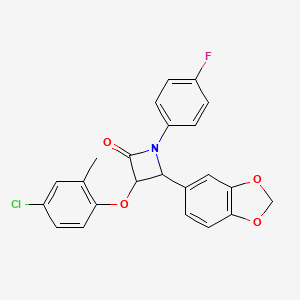 4-(1,3-Benzodioxol-5-yl)-3-(4-chloro-2-methylphenoxy)-1-(4-fluorophenyl)azetidin-2-one