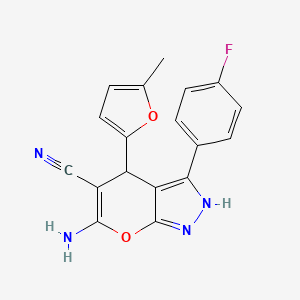 6-Amino-3-(4-fluorophenyl)-4-(5-methylfuran-2-yl)-1,4-dihydropyrano[2,3-c]pyrazole-5-carbonitrile