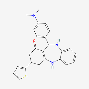 molecular formula C25H25N3OS B11091025 11-[4-(Dimethylamino)phenyl]-3-(2-thienyl)-2,3,4,5,10,11-hexahydro-1H-dibenzo[B,E][1,4]diazepin-1-one 