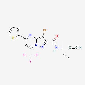 molecular formula C18H14BrF3N4OS B11091045 3-bromo-N-(3-methylpent-1-yn-3-yl)-5-(thiophen-2-yl)-7-(trifluoromethyl)pyrazolo[1,5-a]pyrimidine-2-carboxamide 