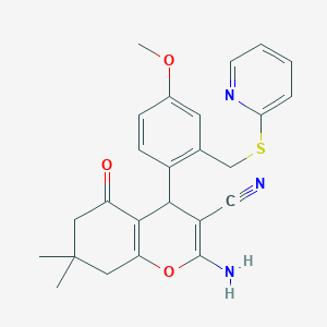 2-amino-4-{4-methoxy-2-[(pyridin-2-ylsulfanyl)methyl]phenyl}-7,7-dimethyl-5-oxo-5,6,7,8-tetrahydro-4H-chromene-3-carbonitrile