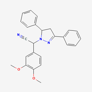 molecular formula C25H23N3O2 B11091106 (3,4-Dimethoxyphenyl)(3,5-diphenyl-4,5-dihydro-1H-pyrazol-1-yl)acetonitrile 