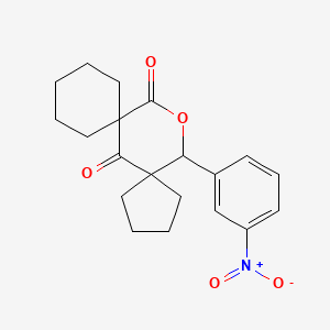 molecular formula C20H23NO5 B11091115 15-(3-Nitrophenyl)-14-oxadispiro[4.1.5.3]pentadecane-6,13-dione 