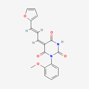 molecular formula C18H14N2O5 B11091123 (5E)-5-[(2E)-3-(furan-2-yl)prop-2-en-1-ylidene]-1-(2-methoxyphenyl)pyrimidine-2,4,6(1H,3H,5H)-trione 