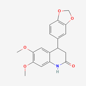 molecular formula C18H17NO5 B11091128 4-(1,3-benzodioxol-5-yl)-6,7-dimethoxy-3,4-dihydro-2(1H)-quinolinone 