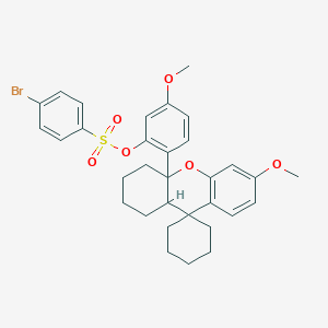 molecular formula C32H35BrO6S B11091146 5-methoxy-2-(6'-methoxy-1',3',4',9a'-tetrahydrospiro[cyclohexane-1,9'-xanthen]-4a'(2'H)-yl)phenyl 4-bromobenzenesulfonate 