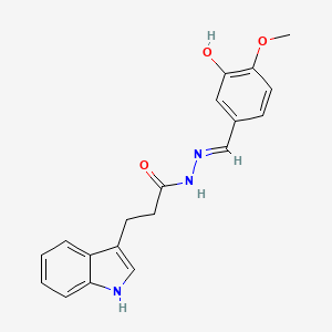 molecular formula C19H19N3O3 B11091161 N'-[(E)-(3-hydroxy-4-methoxyphenyl)methylidene]-3-(1H-indol-3-yl)propanehydrazide 