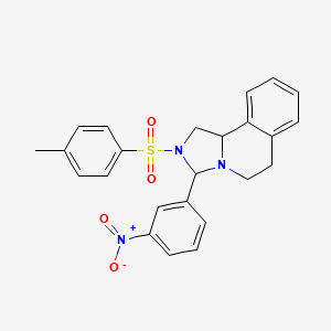 molecular formula C24H23N3O4S B11091174 2-[(4-Methylphenyl)sulfonyl]-3-(3-nitrophenyl)-1,2,3,5,6,10b-hexahydroimidazo[5,1-a]isoquinoline 