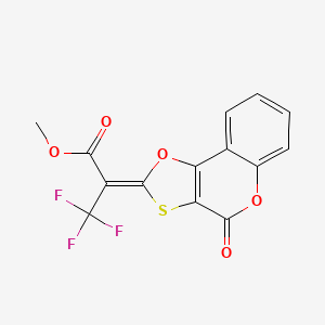 molecular formula C14H7F3O5S B11091199 methyl (2Z)-3,3,3-trifluoro-2-(4-oxo-4H-[1,3]oxathiolo[4,5-c]chromen-2-ylidene)propanoate 