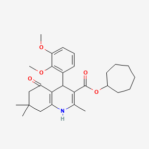 molecular formula C28H37NO5 B11091214 Cycloheptyl 4-(2,3-dimethoxyphenyl)-2,7,7-trimethyl-5-oxo-1,4,5,6,7,8-hexahydroquinoline-3-carboxylate 