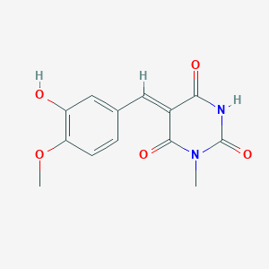 molecular formula C13H12N2O5 B11091218 (5Z)-5-(3-hydroxy-4-methoxybenzylidene)-1-methylpyrimidine-2,4,6(1H,3H,5H)-trione 