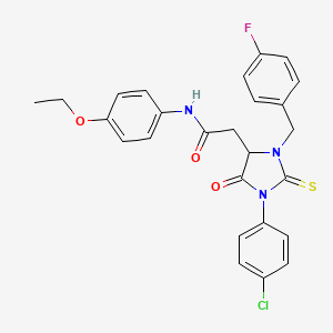 2-[1-(4-chlorophenyl)-3-(4-fluorobenzyl)-5-oxo-2-thioxoimidazolidin-4-yl]-N-(4-ethoxyphenyl)acetamide