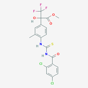 2-{4-[3-(2,4-Dichloro-benzoyl)-thioureido]-3-methyl-phenyl}-3,3,3-trifluoro-2-hydroxy-propionic acid methyl ester