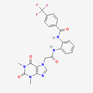 molecular formula C23H19F3N6O4 B11091254 N-(2-{[(1,3-dimethyl-2,6-dioxo-1,2,3,6-tetrahydro-7H-purin-7-yl)acetyl]amino}phenyl)-4-(trifluoromethyl)benzamide 