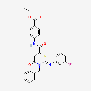 ethyl 4-[({(2Z)-3-benzyl-2-[(3-fluorophenyl)imino]-4-oxo-1,3-thiazinan-6-yl}carbonyl)amino]benzoate