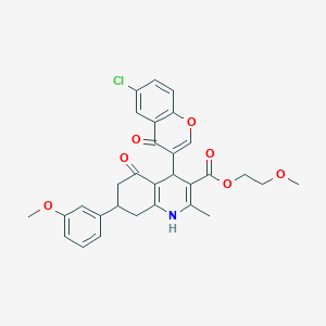 2-methoxyethyl 4-(6-chloro-4-oxo-4H-chromen-3-yl)-7-(3-methoxyphenyl)-2-methyl-5-oxo-1,4,5,6,7,8-hexahydroquinoline-3-carboxylate