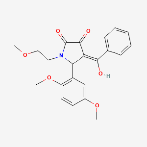 molecular formula C22H23NO6 B11091266 4-benzoyl-5-(2,5-dimethoxyphenyl)-3-hydroxy-1-(2-methoxyethyl)-2,5-dihydro-1H-pyrrol-2-one 