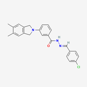 molecular formula C24H22ClN3O B11091287 N'-[(E)-(4-chlorophenyl)methylidene]-3-(5,6-dimethyl-1,3-dihydro-2H-isoindol-2-yl)benzohydrazide 