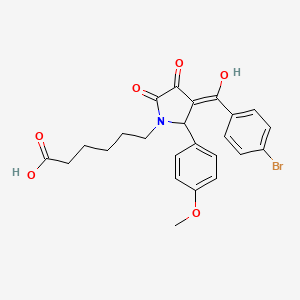 molecular formula C24H24BrNO6 B11091301 6-{3-[(4-bromophenyl)carbonyl]-4-hydroxy-2-(4-methoxyphenyl)-5-oxo-2,5-dihydro-1H-pyrrol-1-yl}hexanoic acid 