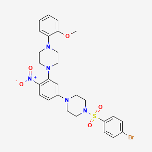 molecular formula C27H30BrN5O5S B11091306 1-[(4-Bromophenyl)sulfonyl]-4-{3-[4-(2-methoxyphenyl)piperazin-1-yl]-4-nitrophenyl}piperazine 