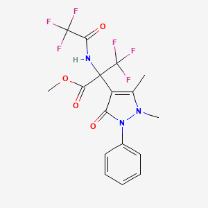 molecular formula C17H15F6N3O4 B11091316 methyl 2-(1,5-dimethyl-3-oxo-2-phenyl-2,3-dihydro-1H-pyrazol-4-yl)-3,3,3-trifluoro-2-[(trifluoroacetyl)amino]propanoate 