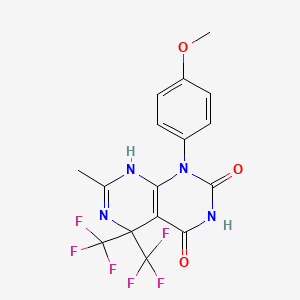 1-(4-methoxyphenyl)-7-methyl-5,5-bis(trifluoromethyl)-5,8-dihydropyrimido[4,5-d]pyrimidine-2,4(1H,3H)-dione