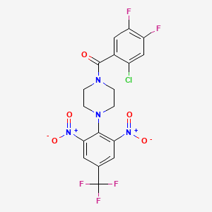 molecular formula C18H12ClF5N4O5 B11091340 (2-Chloro-4,5-difluorophenyl){4-[2,6-dinitro-4-(trifluoromethyl)phenyl]piperazin-1-yl}methanone 