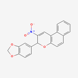 molecular formula C20H13NO5 B11091352 3-(1,3-benzodioxol-5-yl)-2-nitro-3H-benzo[f]chromene 