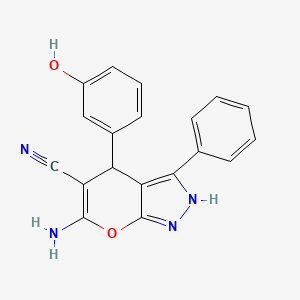 6-Amino-4-(3-hydroxyphenyl)-3-phenyl-2,4-dihydropyrano[2,3-c]pyrazole-5-carbonitrile