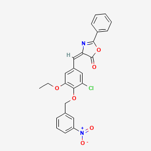 molecular formula C25H19ClN2O6 B11091370 (4E)-4-{3-chloro-5-ethoxy-4-[(3-nitrobenzyl)oxy]benzylidene}-2-phenyl-1,3-oxazol-5(4H)-one 