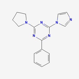 molecular formula C16H16N6 B11091394 2-(1H-imidazol-1-yl)-4-phenyl-6-(pyrrolidin-1-yl)-1,3,5-triazine 