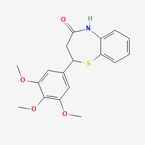 molecular formula C18H19NO4S B11091439 2-(3,4,5-Trimethoxy-phenyl)-2,3-dihydro-5H-benzo[b][1,4]thiazepin-4-one CAS No. 89813-62-7