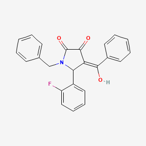 molecular formula C24H18FNO3 B11091492 (4E)-1-benzyl-5-(2-fluorophenyl)-4-[hydroxy(phenyl)methylidene]pyrrolidine-2,3-dione 