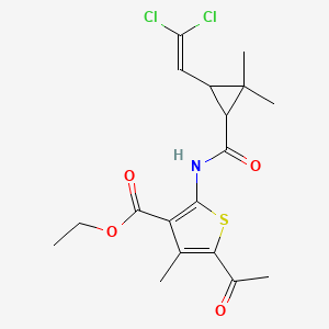 molecular formula C18H21Cl2NO4S B11091493 Ethyl 5-acetyl-2-({[3-(2,2-dichloroethenyl)-2,2-dimethylcyclopropyl]carbonyl}amino)-4-methylthiophene-3-carboxylate 