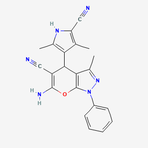 6-amino-4-(5-cyano-2,4-dimethyl-1H-pyrrol-3-yl)-3-methyl-1-phenyl-1,4-dihydropyrano[2,3-c]pyrazole-5-carbonitrile