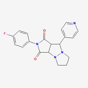 molecular formula C19H17FN4O2 B11091537 Tetrahydro-2,3b,6a-triazacyclopenta[a]pentalene-1,3-dione, 2-(4-fluorophenyl)-7-pyridin-4-yl- 