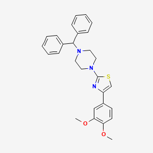 molecular formula C28H29N3O2S B11091544 1-[4-(3,4-Dimethoxyphenyl)-1,3-thiazol-2-yl]-4-(diphenylmethyl)piperazine 