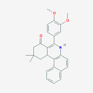 molecular formula C27H27NO3 B11091572 5-(3,4-dimethoxyphenyl)-2,2-dimethyl-2,3,6,12c-tetrahydrobenzo[a]phenanthridin-4(1H)-one 