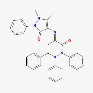 (4E)-4-[(1,5-dimethyl-3-oxo-2-phenyl-2,3-dihydro-1H-pyrazol-4-yl)imino]-1,2,6-triphenyl-1,4-dihydropyridazin-3(2H)-one