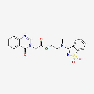 molecular formula C20H18N4O5S B11091602 2-[(1,1-dioxido-1,2-benzothiazol-3-yl)(methyl)amino]ethyl (4-oxoquinazolin-3(4H)-yl)acetate 