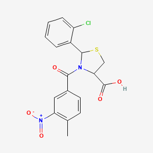 molecular formula C18H15ClN2O5S B11091665 2-(2-Chlorophenyl)-3-[(4-methyl-3-nitrophenyl)carbonyl]-1,3-thiazolidine-4-carboxylic acid 