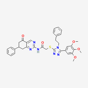 N-(5-oxo-7-phenyl-5,6,7,8-tetrahydroquinazolin-2-yl)-2-{[4-(2-phenylethyl)-5-(3,4,5-trimethoxyphenyl)-4H-1,2,4-triazol-3-yl]sulfanyl}acetamide