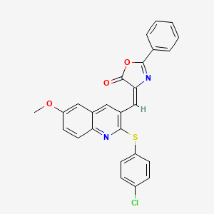 (4E)-4-({2-[(4-chlorophenyl)sulfanyl]-6-methoxyquinolin-3-yl}methylidene)-2-phenyl-1,3-oxazol-5(4H)-one